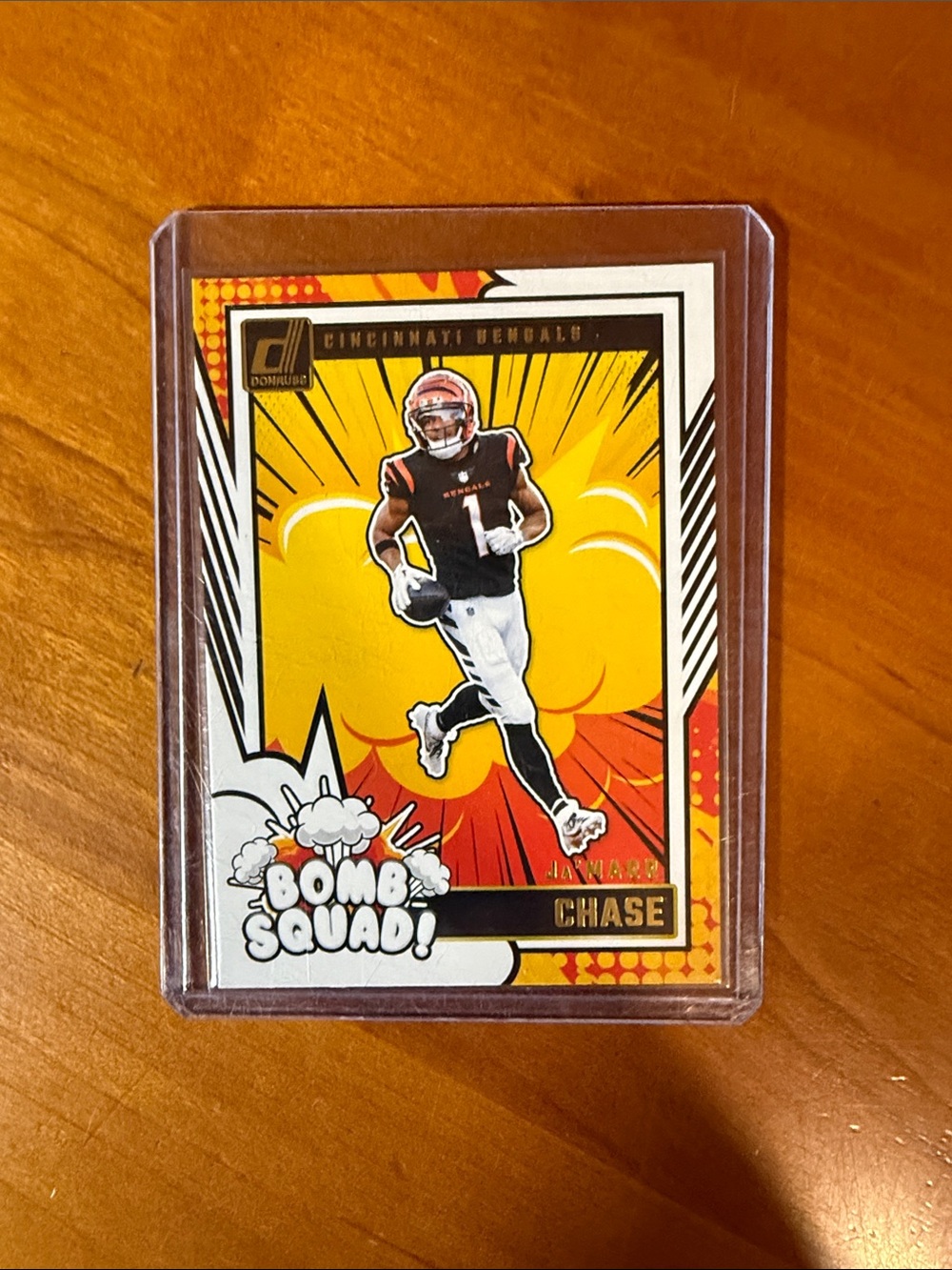 Donruss 'Bomb Squad' Ja'Marr Chase Football Card - Yellow/Orange